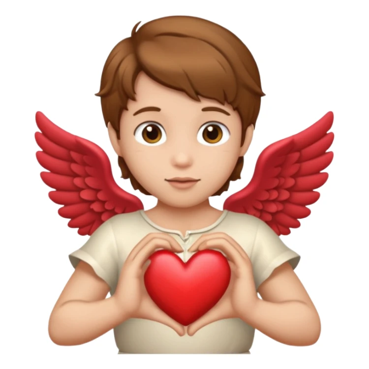 cupid hanging a heart with brown hair sticker