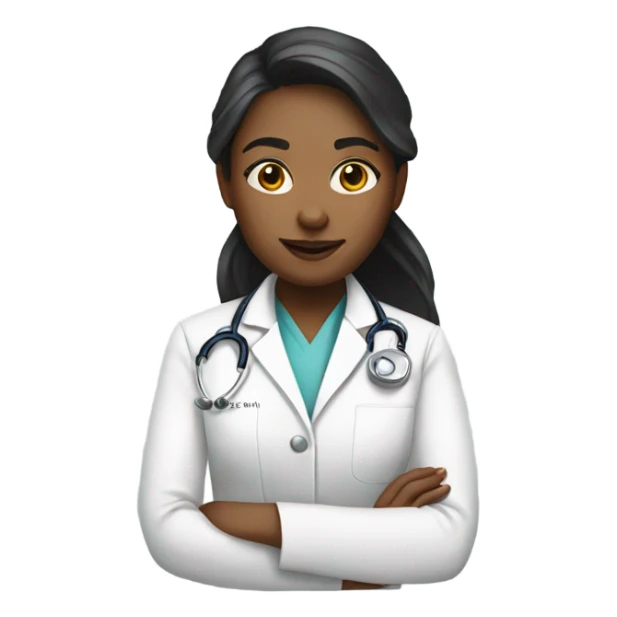 Create a girl wearing a white doctor coat sticker
