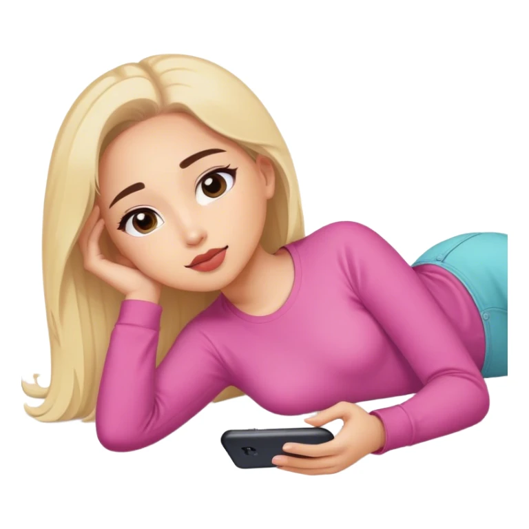 Girl laying down watching tik tok sticker
