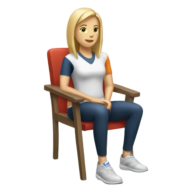 white woman in sport sitting down on a chair sticker