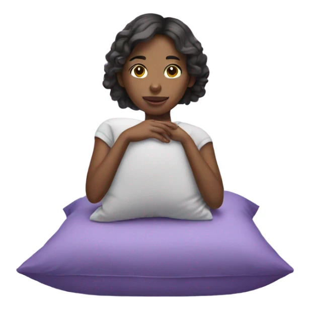 Purple girl with pillow on hands  sticker