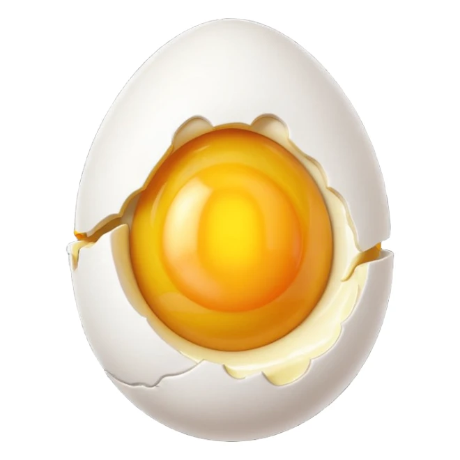 egg object icon, cracked egg with yolk, 3D cartoon, mobile game icon style, clean background, no text, no watermark
 sticker