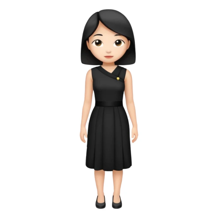 asian young woman in shoulder closed black dress sticker