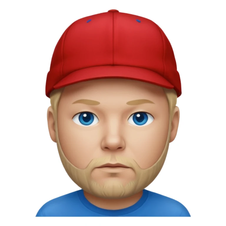 Fred Durst red cap back, blonde hair, blue eyes, red shirt  sticker