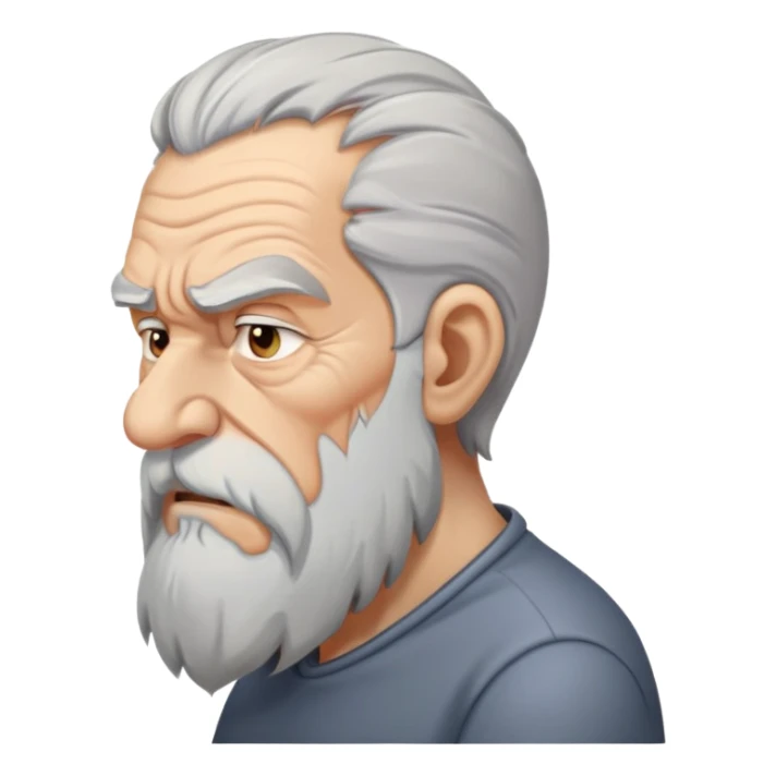 old angry man in profile view with gray hair and long beard sticker
