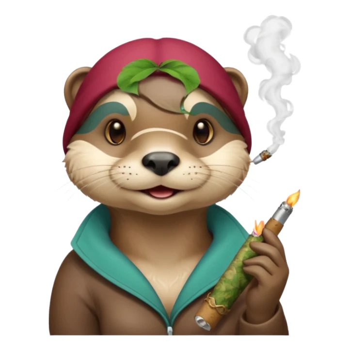 Cute female Otter smoking a while cannabis joint sticker