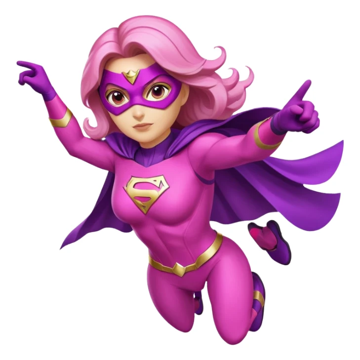 pink violet woman superhero flying sticker