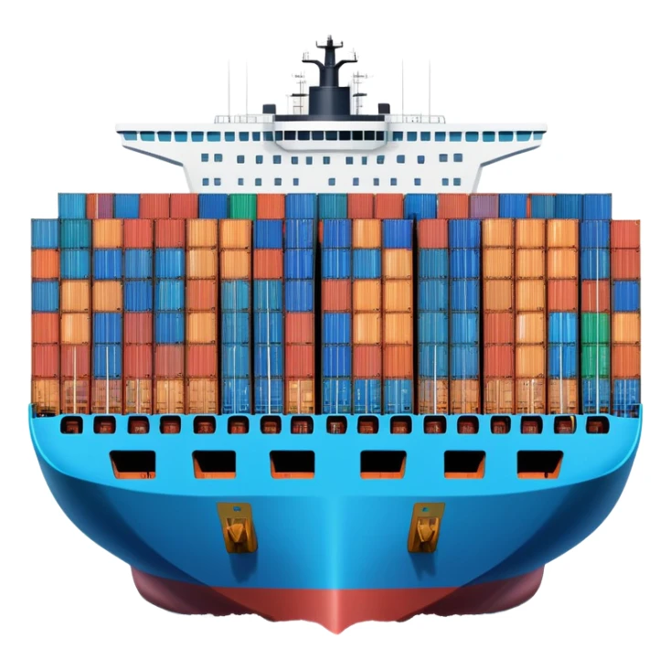 Large container ship with colorful shipping containers on deck sailing on ocean sticker