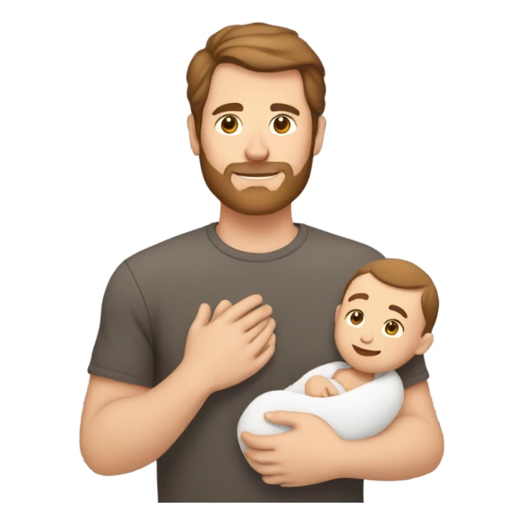 White dad with brown hair holding white new born baby  sticker