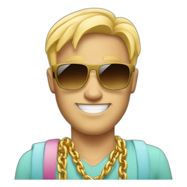 blonde white man on vacation with big golden chains and sunglasses sticker