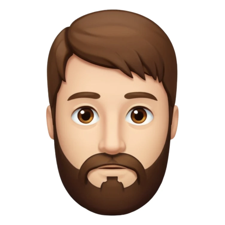 man with long straight hair and beard no mustache sticker