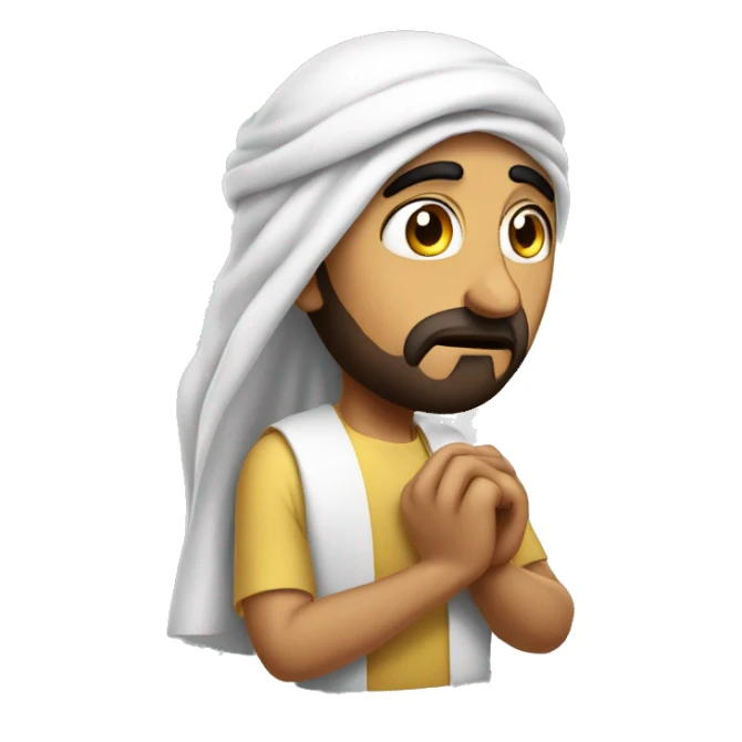 Arab holding his head with his hands photorealistic serious sticker