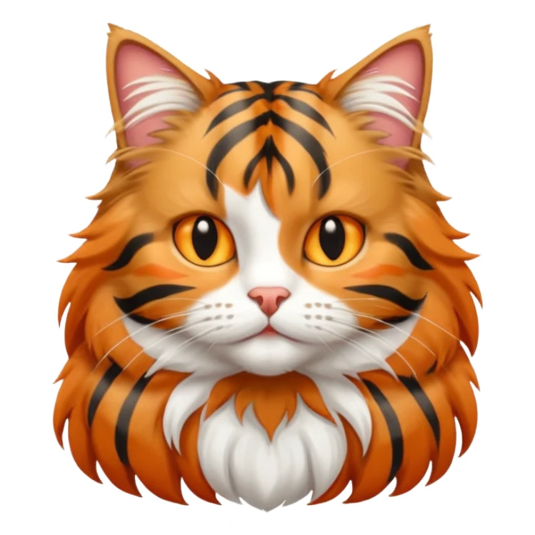 A long haired tabby cat with a white chest and white paws, sticker
