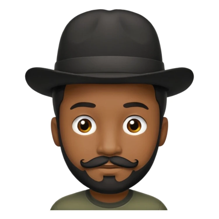 Gere um menino de cabelos preto e boné pro lado com feição séria e bigode sticker