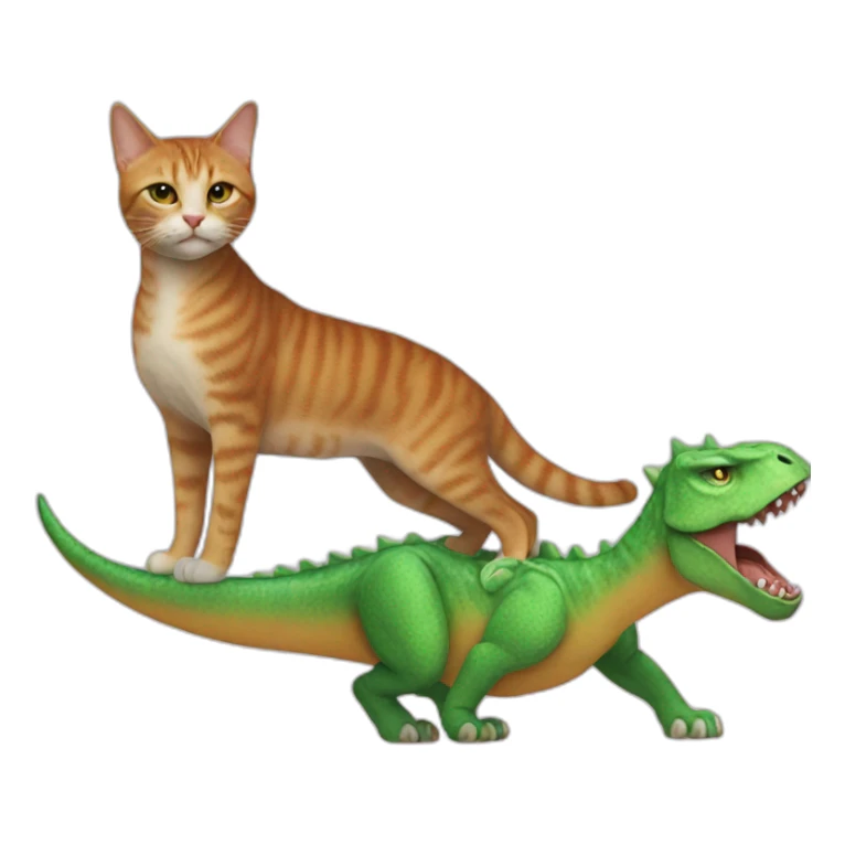 A cat on a dog on a cat on a dinosaur sticker