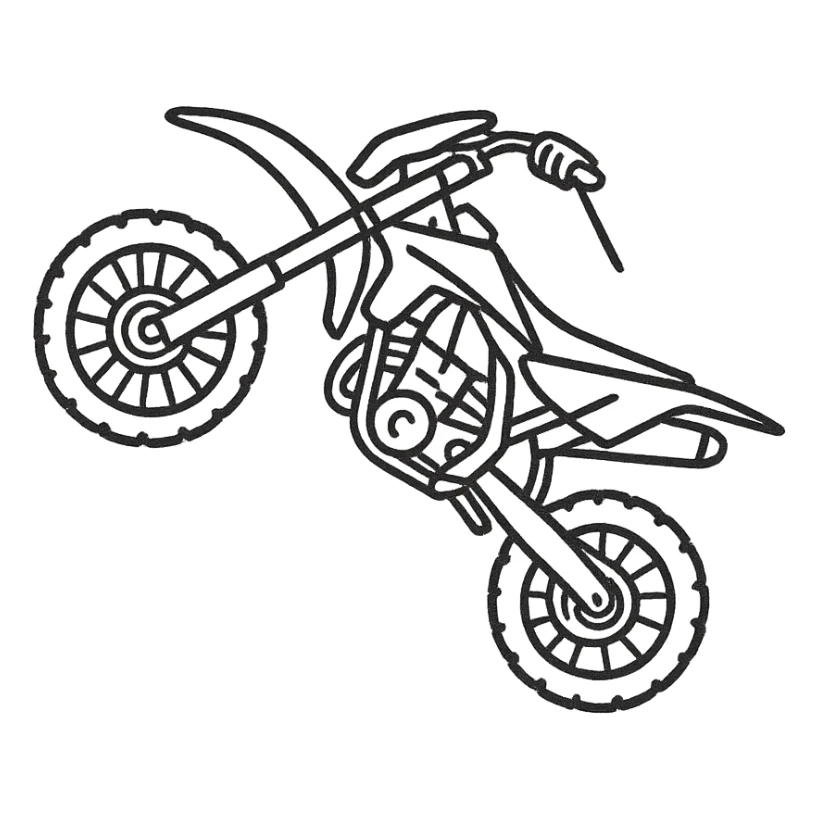hand-drawn outlined icon of a supermotard motorcycle doing a wheelie sticker