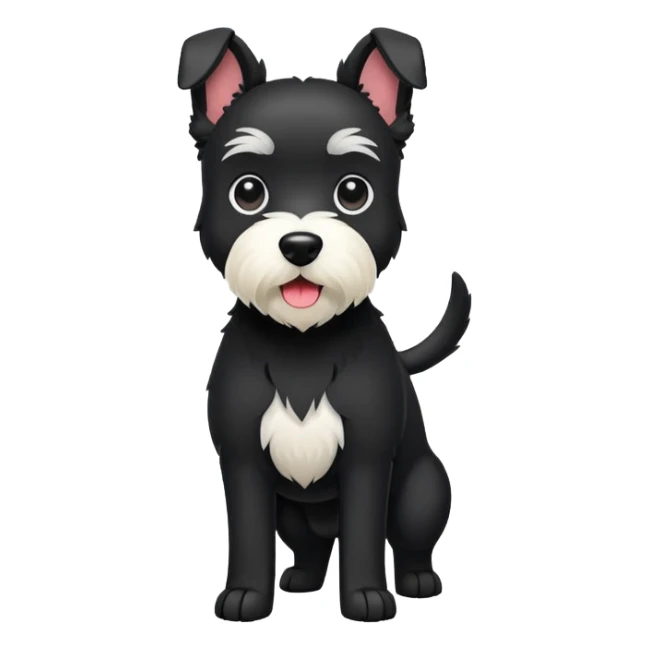 Black terrier with white mouth and ears standing up sticker