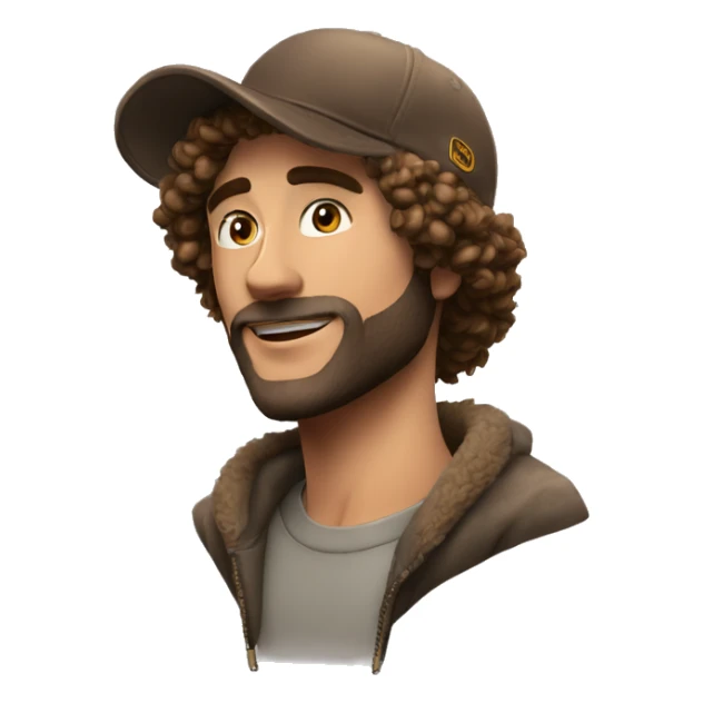 cheveux longs bouclés bronzés casquette homme sticker