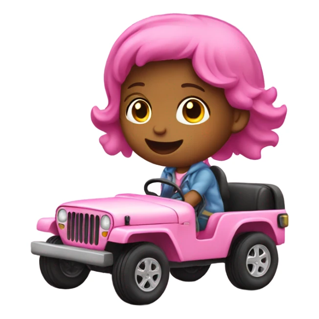 Little girl riding in pink jeep sticker
