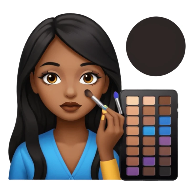 Una niña morena maquillandose con pelo largo sticker