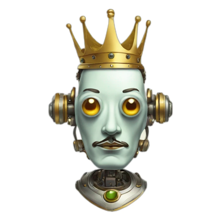 Salvador Dali as a robot king with a crown sticker