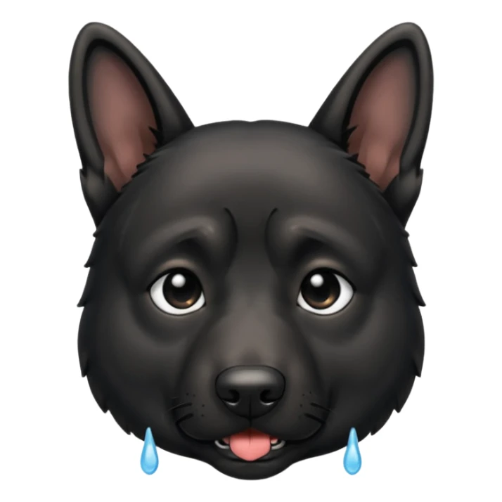 all black german shepherd face crying large tears looking sad sticker