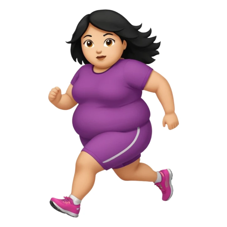 A fat girl running black hair Hispanic  sticker