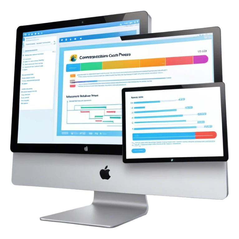 Create an emoji for animation and motion design. Show a computer monitor displaying cartoon creation process, with a timeline, keyframes, and motion effects. Use modern, vibrant colors. No emojis or smiley faces. Transparent background. sticker