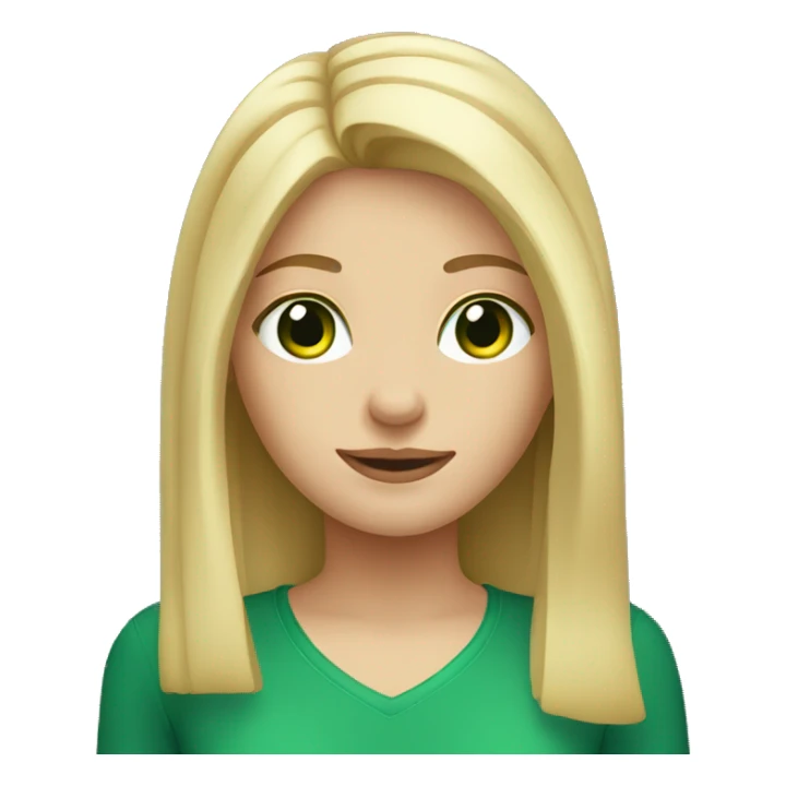 Blonde girl with straight medium hair and green eyes  sticker