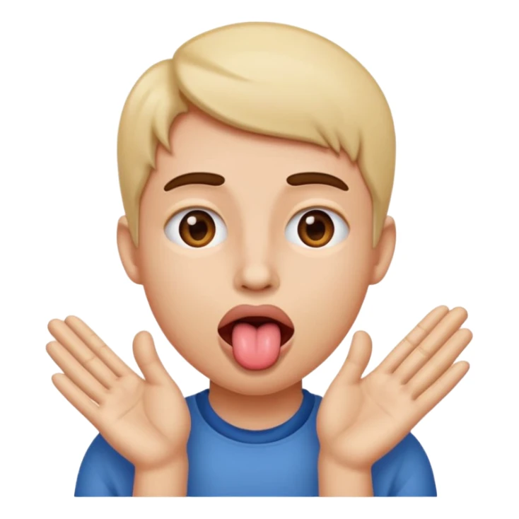 tongue out with hands on the side of the face  sticker