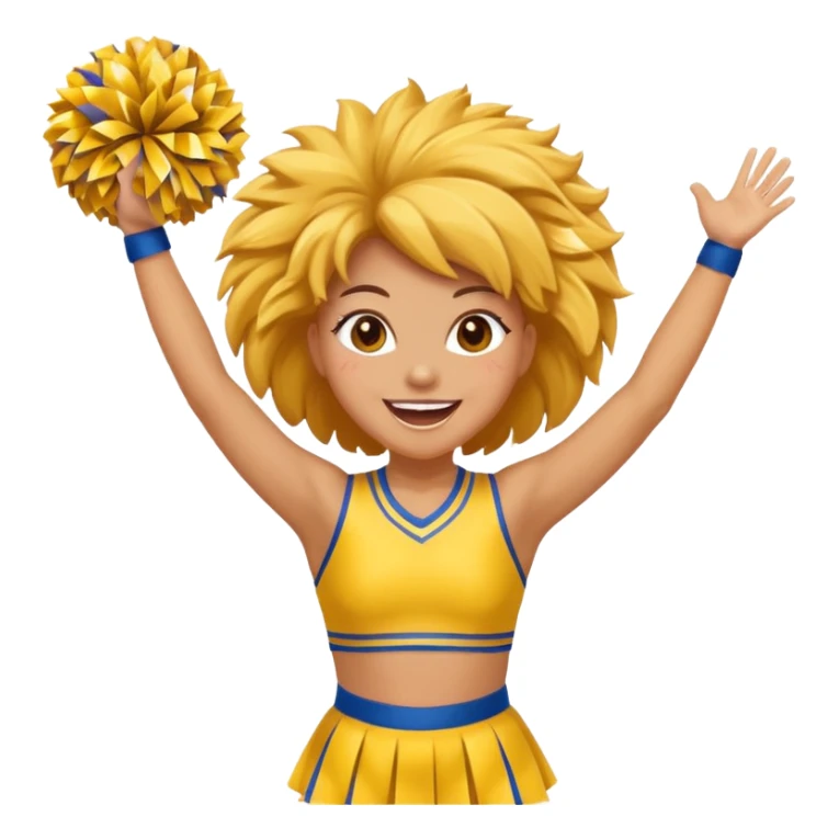 football cheerleader, big cheering pom, yellow and twinkle sticker