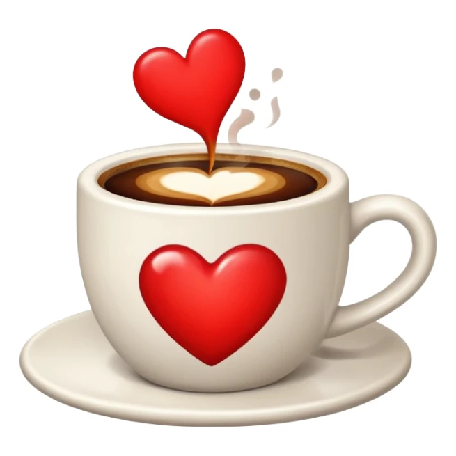 Cup of coffee with red heart  sticker