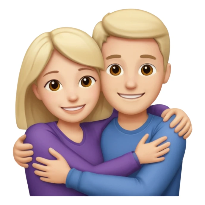 Two people hugging for comfort, one male one female sticker