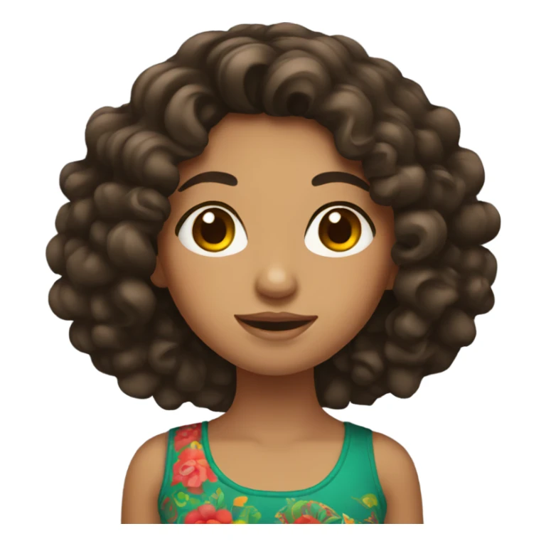Mexican girl with black brown curly hair  sticker