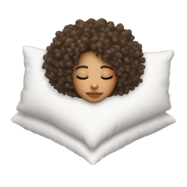 lightskin girl curly hair sleeping on pillow sticker