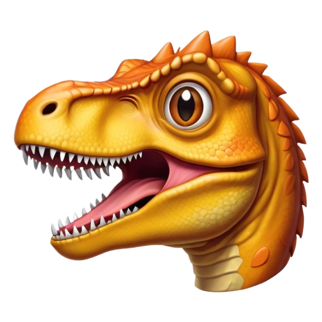 Cinematic Realistic Comical velociraptor/T-rex Portrait Emoji, Head tilted dramatically with an exaggeratedly amused expression, featuring a striking, glossy scaled body with bold natural textures and wide, expressive eyes brimming with playful disbelief, rendered with lifelike detail and dynamic natural lighting, high shine, dramatic yet playful, styled with an air of cheeky prehistoric mischief, soft glowing outline, capturing the essence of a spirited and over‐the‐top velociraptor/T-rex that looks ready to bellow its way into viral fame! sticker