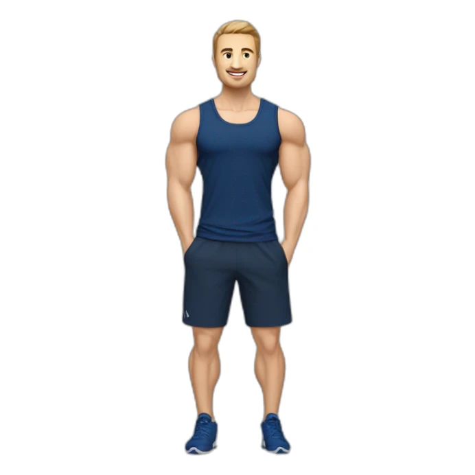 Fitnesstrainer von der Firma „DKKA“ mit dunkelblauem shirt sticker