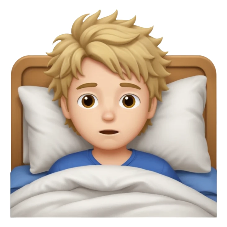emoji- of a cute boy waking up in bed sticker