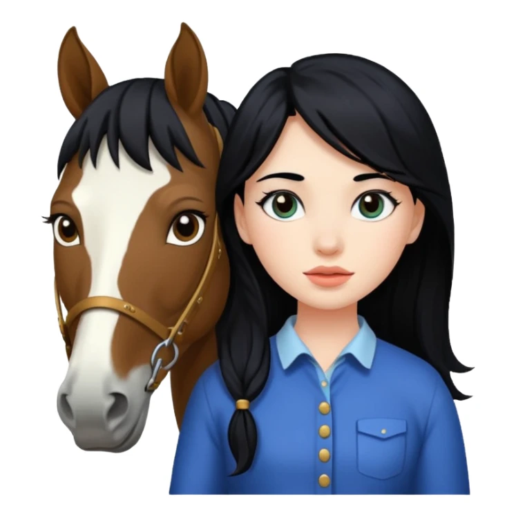 Un cheval avec une fille aux cheveux noirs et blanche de peau sticker