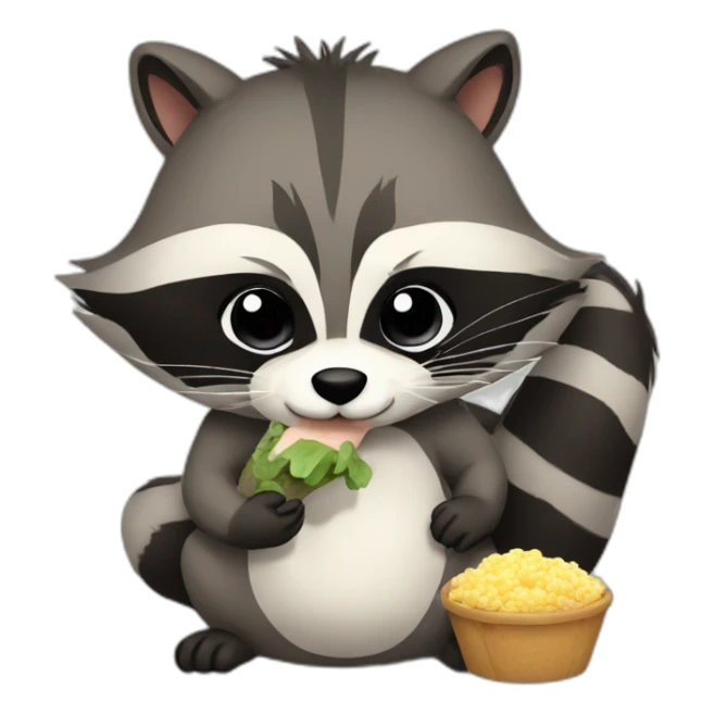 Raccoon eating bunny sticker