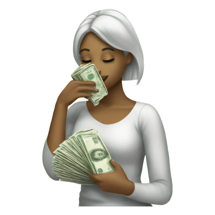 girl kissing stack of money  sticker