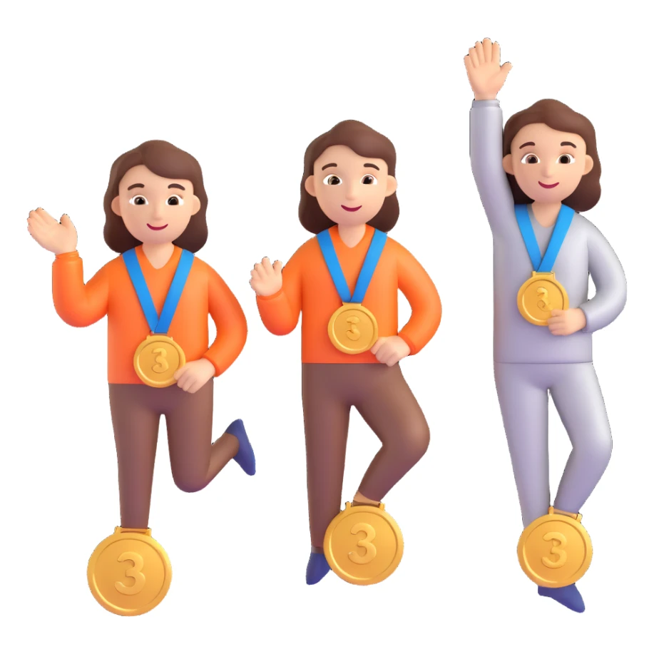 3 winners in 1st, 2nd & 3rd place emoji sticker