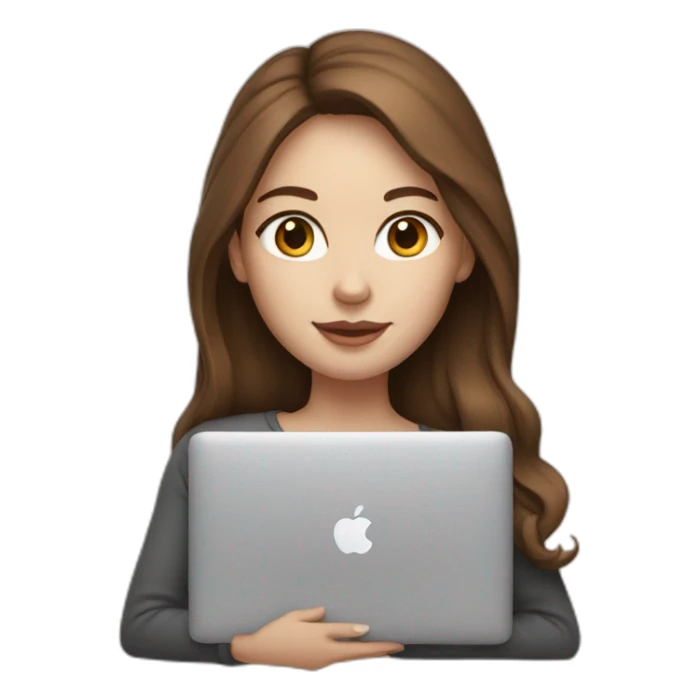 Girl with brown hair and white skin hold macbook sticker