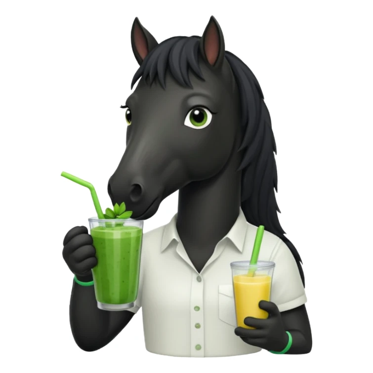 black horse with shirt character holding smoothie sticker