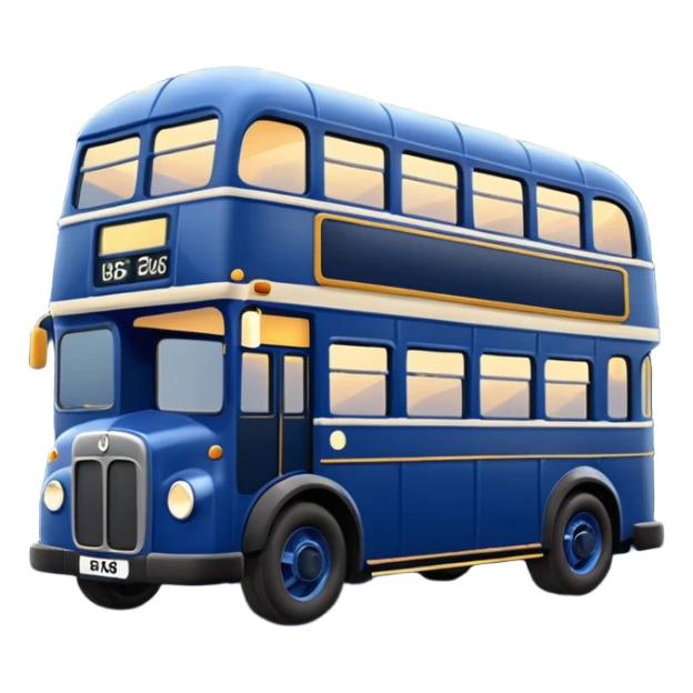 A dark blue double decker bus with cute cosy outdoor string twinkle lights sticker