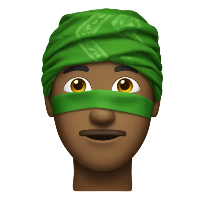 a person with a green bandana on his face sticker