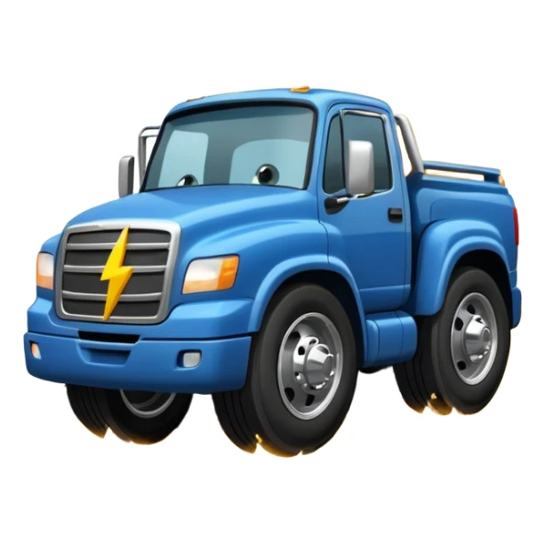 A front semi steer tire that is flat getting stuck by a lightning bolt add highway sticker