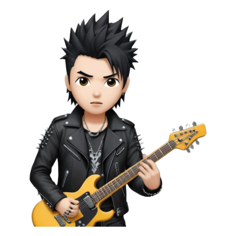 a kpop idol plying a heavy metal guitar sticker