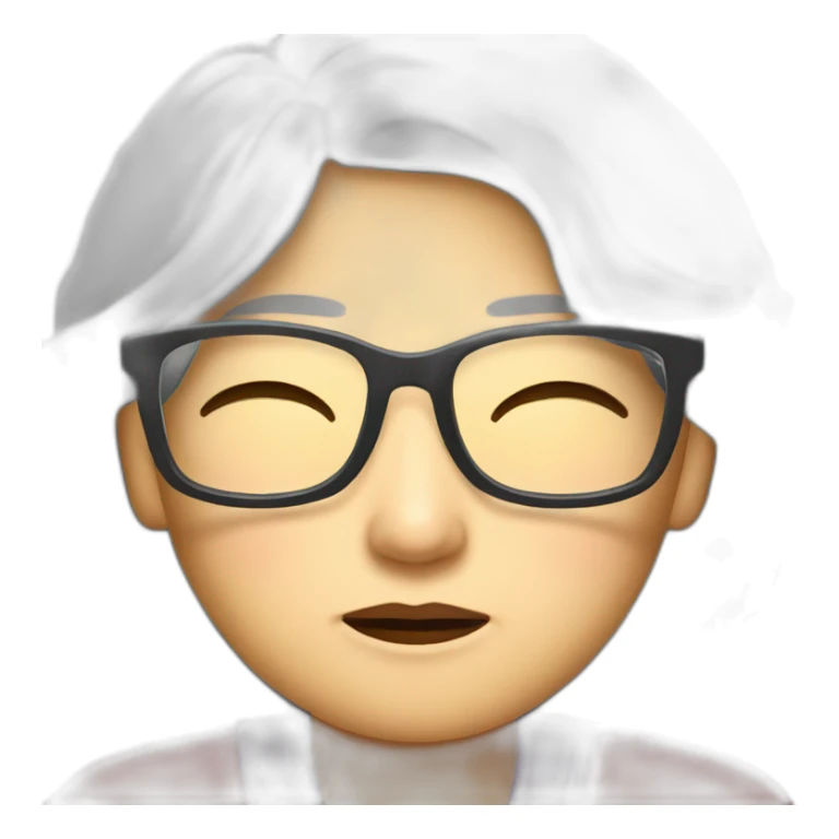 Chinese senior lady wear glasses looks sleepy sticker