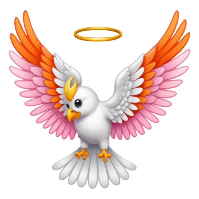 angel wing with a colored outline with an orange-pink mix sticker